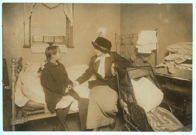 Investigator Talking with Ida List, 124 Ridge Street, New York, 16th September 1913 by Lewis Wickes Hine